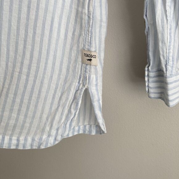 Toad & Co Womens White Blue Striped Indigo Ridge Popover Blouse Size Small - Picture 7 of 11